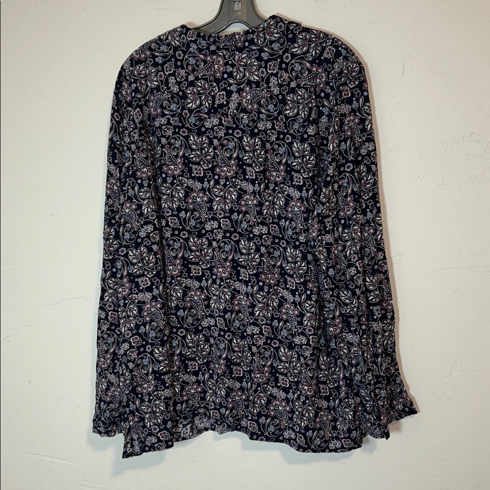 Croft & Barrow 3X Woman Rayon Floral Paisley Leaf Pattern Button Up Blouse - Picture 8 of 13